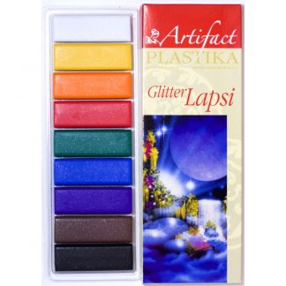 Купить Пластика - полимерная глина набор LAPSI GLITTER 9 классических цветов с блестками