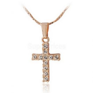 Купить Кулон в виде крестика с кристаллами на цепочке в Москве по недорогой цене