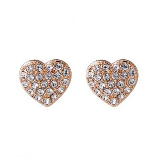 Купить Серьги-гвоздики в форме сердечек с кристаллами в Москве по недорогой цене