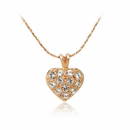 Купить Кулон «Сердце с кристаллами» на цепочке в Москве по недорогой цене